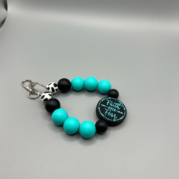 Hand Crafted Accessories - Turquoise and Black Beaded Bracelet - - Handmade K0259C